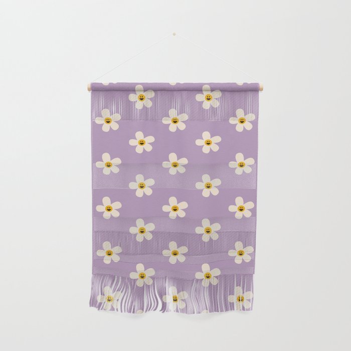 Retro Happy Daisy Flower in Purple Wall Hanging Gallery Image 1
