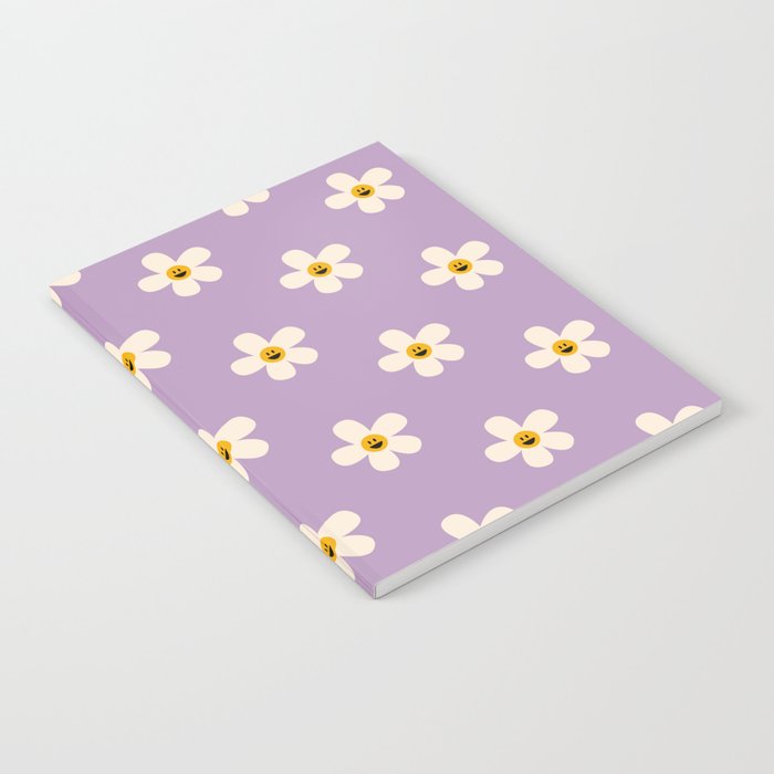 Retro Happy Daisy Flower in Purple Notebook Gallery Image 2