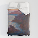Claude Monet Impressionist Landscape Oil Painting Sunset At Sea Cliffs Ocean Cliff Landscape Duvet Cover Gallery Image 6