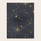 Gold Stars Black Ink Night Sky Magical Mid Century Pattern Notebook Gallery Image 4