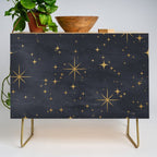 Gold Stars Black Ink Night Sky Magical Mid Century Pattern Credenza Gallery Image 1