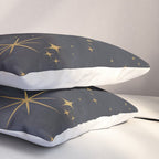 Gold Stars Black Ink Night Sky Magical Mid Century Pattern Pillow Sham Gallery Image 3