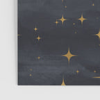 Gold Stars Black Ink Night Sky Magical Mid Century Pattern Poster Gallery Image 3
