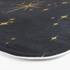 Gold Stars Black Ink Night Sky Magical Mid Century Pattern Bath Mat Gallery Image 3