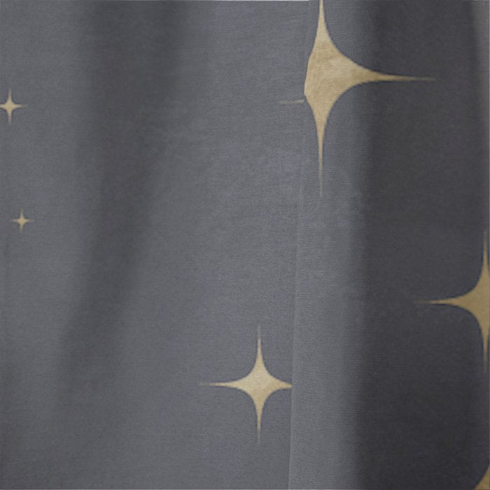 Gold Stars Black Ink Night Sky Magical Mid Century Pattern Window Curtain Gallery Image 4