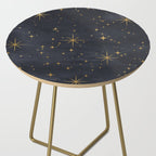 Gold Stars Black Ink Night Sky Magical Mid Century Pattern Side Table Gallery Image 2