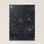Gold Stars Black Ink Night Sky Magical Mid Century Pattern Stationery Card Gallery Image 2