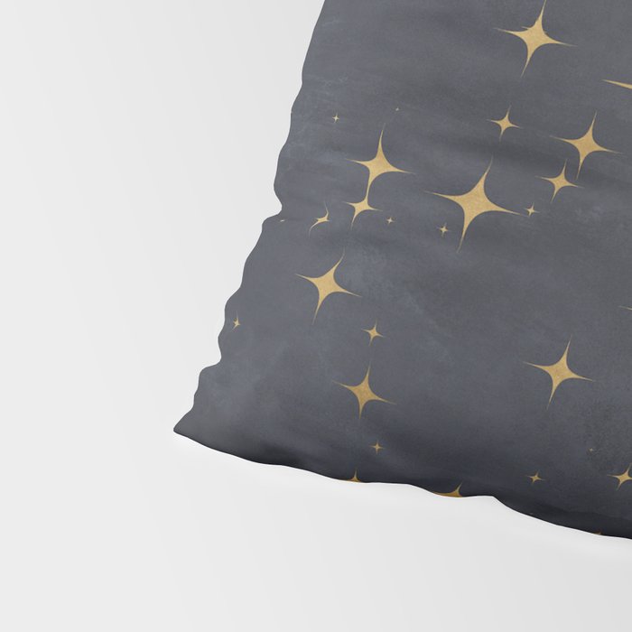 Gold Stars Black Ink Night Sky Magical Mid Century Pattern Pillow Sham Gallery Image 4