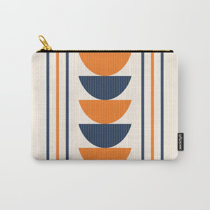 Abstract Shapes 76 in Orange and Navy Blue (Moon Phase Geometric Abstraction) Carry All Pouch Gallery Image 1