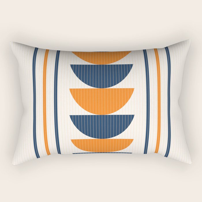 Abstract Shapes 76 in Orange and Navy Blue (Moon Phase Geometric Abstraction) Rectangular Pillow Gallery Image 2