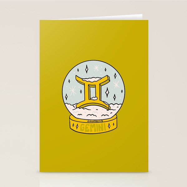 Gemini Snow Globe Stationery Card Gallery Image 2