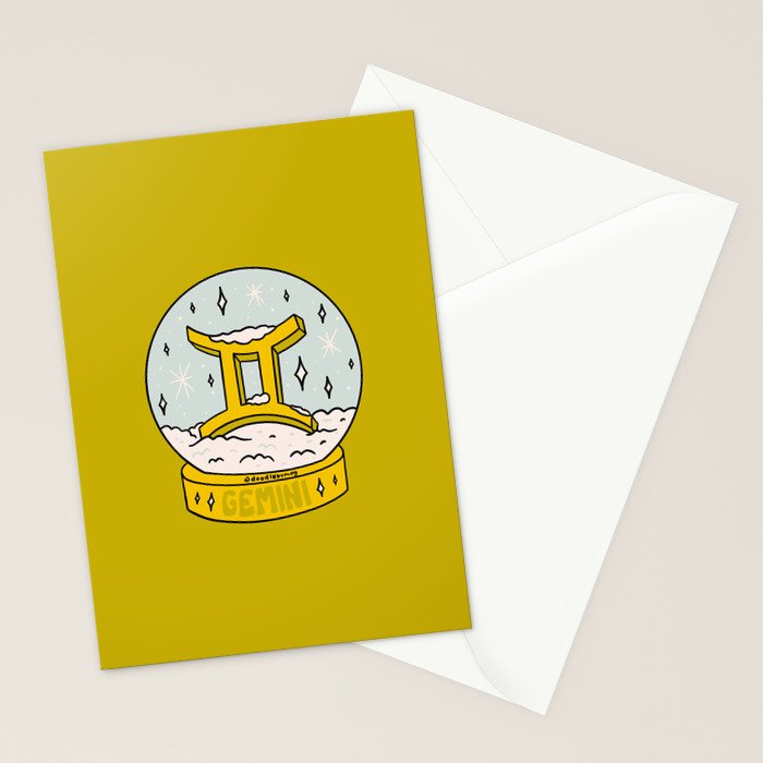 Gemini Snow Globe Stationery Card Gallery Image 2