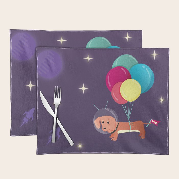 Galaxy Dog with balloons Placemat Gallery Image 1
