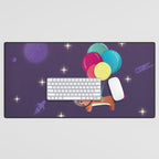 Galaxy Dog with balloons Desk Mat Gallery Image 1