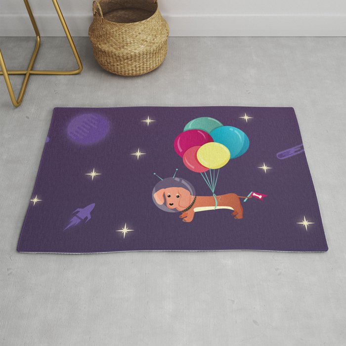 Galaxy Dog with balloons Rug Gallery Image 1