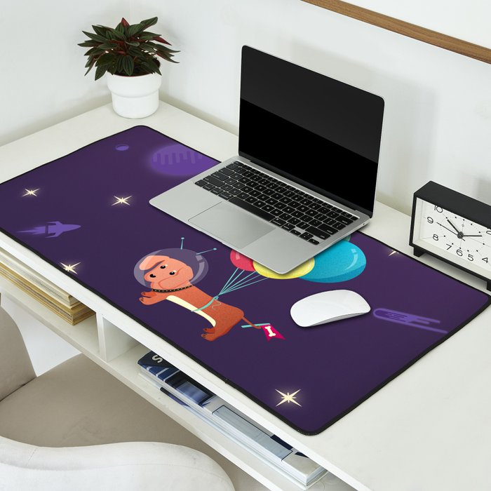 Galaxy Dog with balloons Desk Mat Gallery Image 2