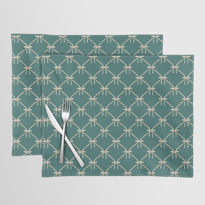 Bows & Ribbons Pattern XXXI Teal Green Placemat Gallery Image 1