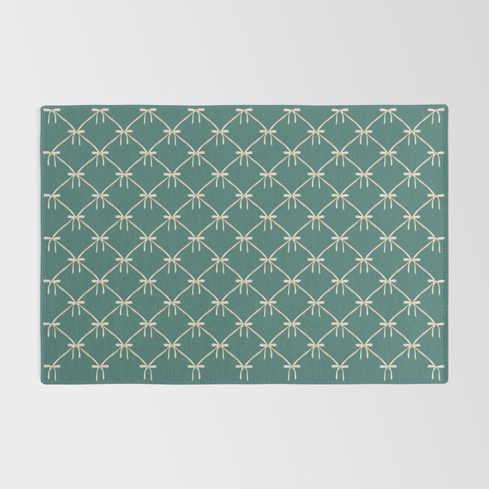 Bows & Ribbons Pattern XXXI Teal Green Rug Gallery Image 2