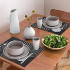 Mid Century Modern Geometric 109 in Black and White (Rainbow and Sun Abstraction) Placemat Gallery Image 2