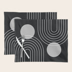 Mid Century Modern Geometric 109 in Black and White (Rainbow and Sun Abstraction) Placemat Gallery Image 1