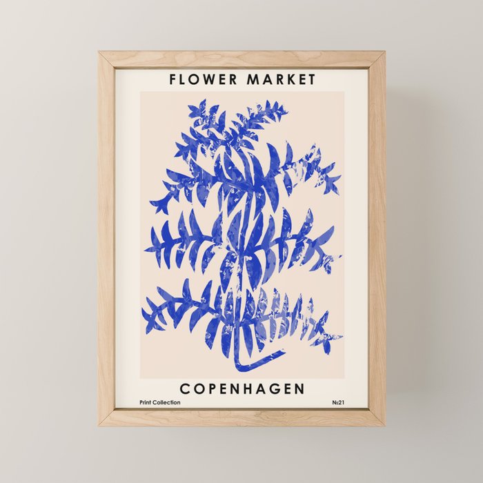 Blue leaves, Flower market print, Botanical poster, Floral wall art, Boho poster Mini Art Print Gallery Image 1