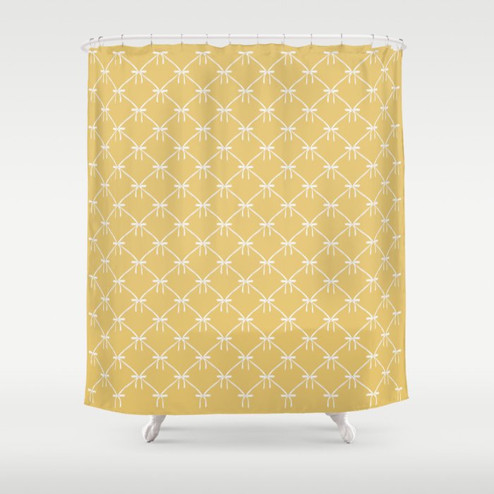 Bows & Ribbons Pattern XXI Butter Yellow Shower Curtain Gallery Image 1