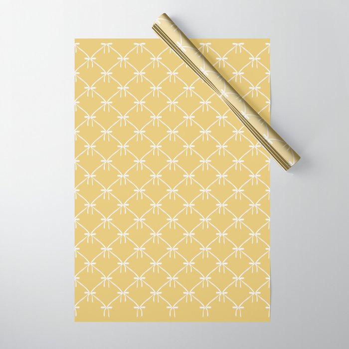 Bows & Ribbons Pattern XXI Butter Yellow Wrapping Paper Gallery Image 1