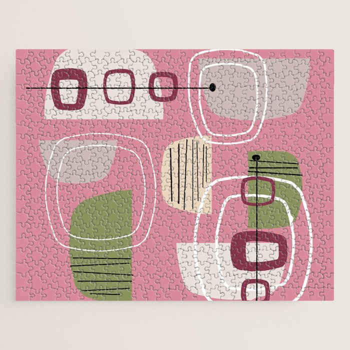 Pink Mid Century Modern Jigsaw Puzzle Gallery Image 1