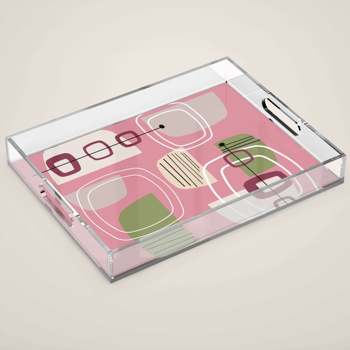 Pink Mid Century Modern Acrylic Tray Gallery Image 1