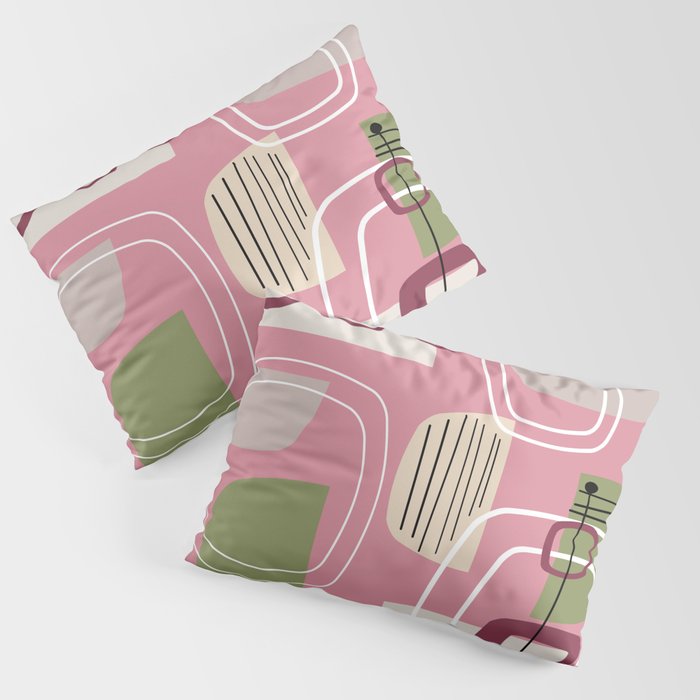 Pink Mid Century Modern Pillow Sham Gallery Image 1