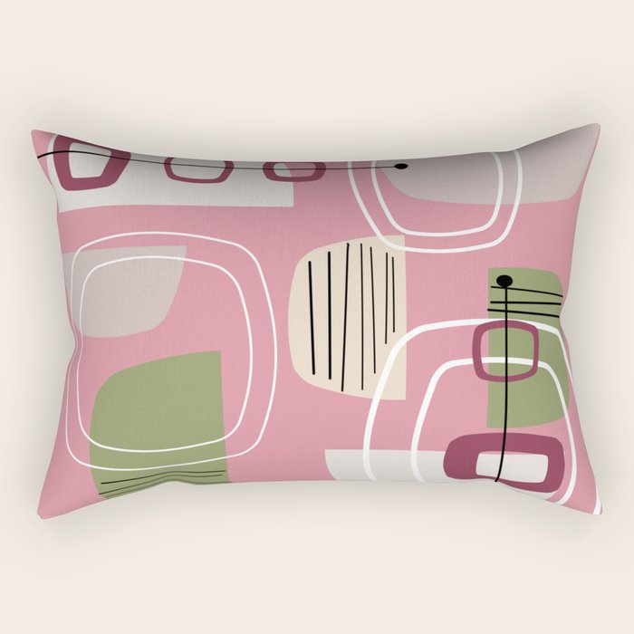 Pink Mid Century Modern Rectangular Pillow Gallery Image 2