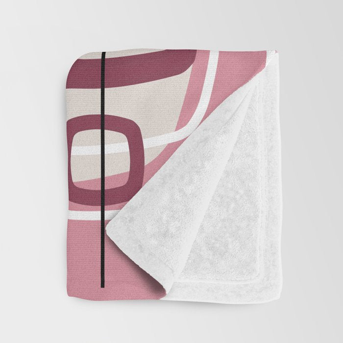 Pink Mid Century Modern Throw Blanket Gallery Image 3