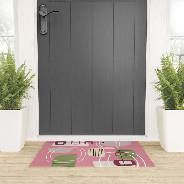 Pink Mid Century Modern Welcome Mat Gallery Image 3