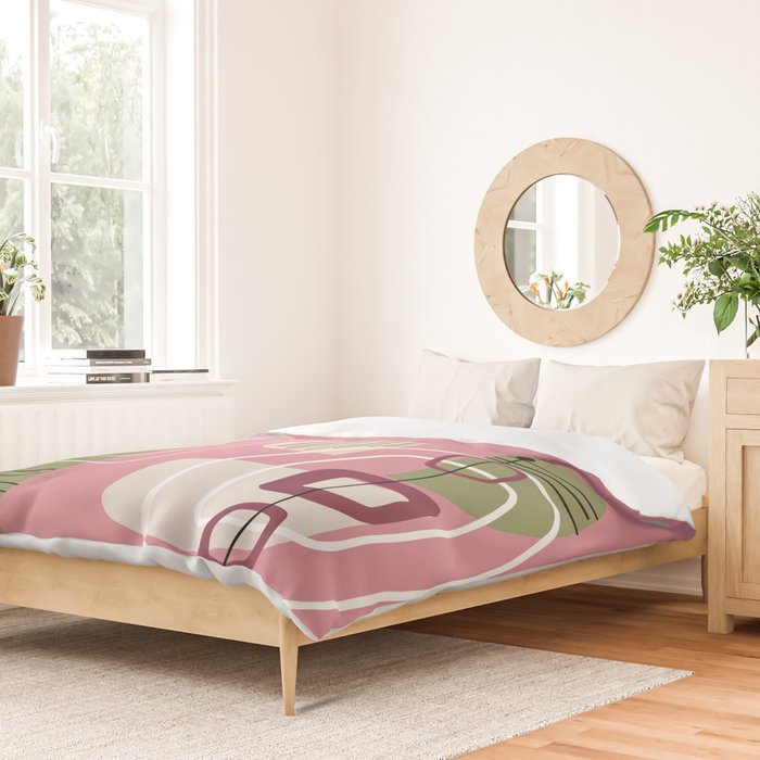 Pink Mid Century Modern Duvet Cover Gallery Image 2