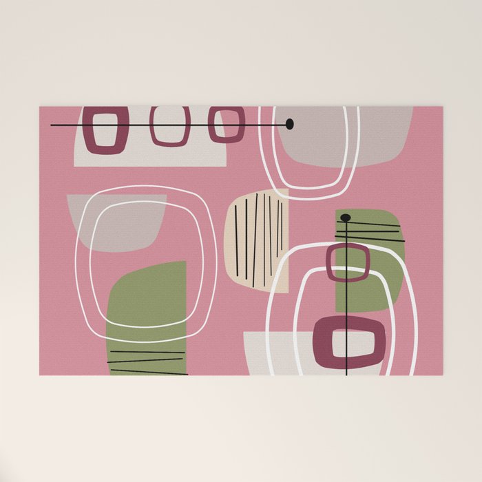 Pink Mid Century Modern Welcome Mat Gallery Image 1