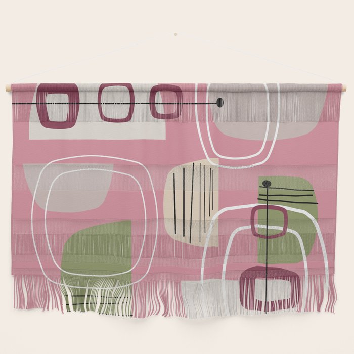 Pink Mid Century Modern Wall Hanging Gallery Image 1