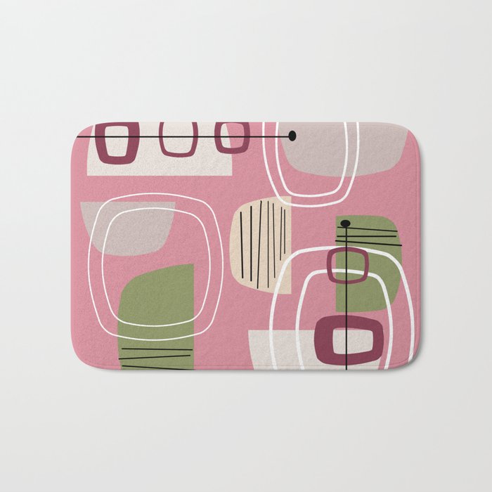 Pink Mid Century Modern Bath Mat Gallery Image 1
