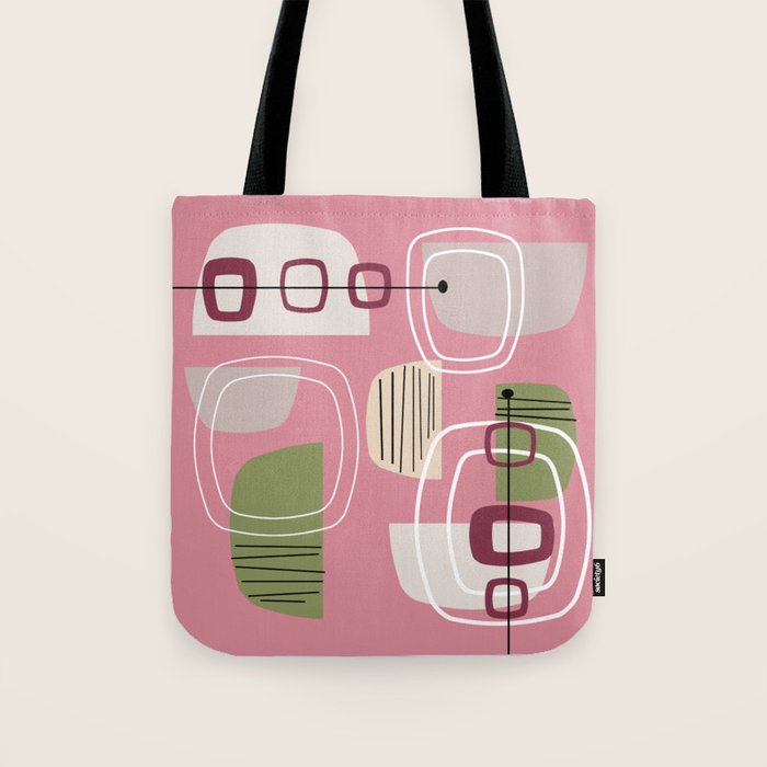 Pink Mid Century Modern Tote Bag Gallery Image 1