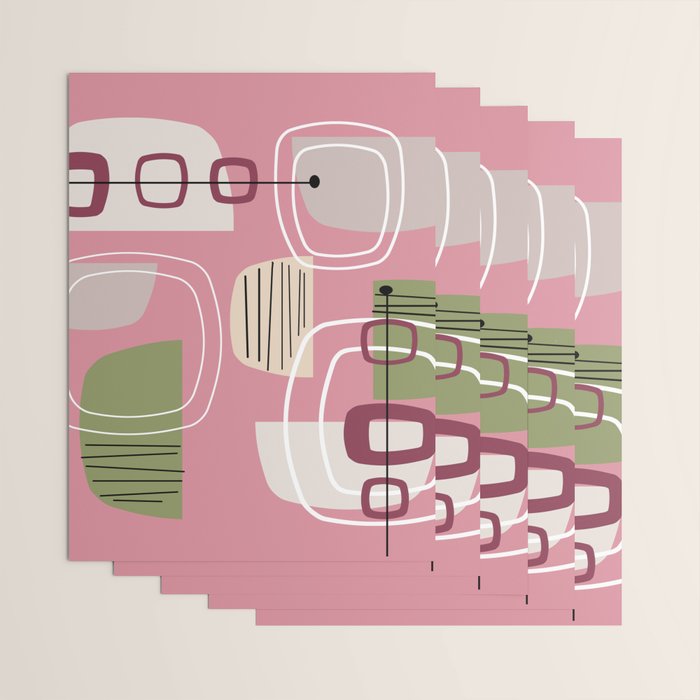 Pink Mid Century Modern Wrapping Paper Gallery Image 3
