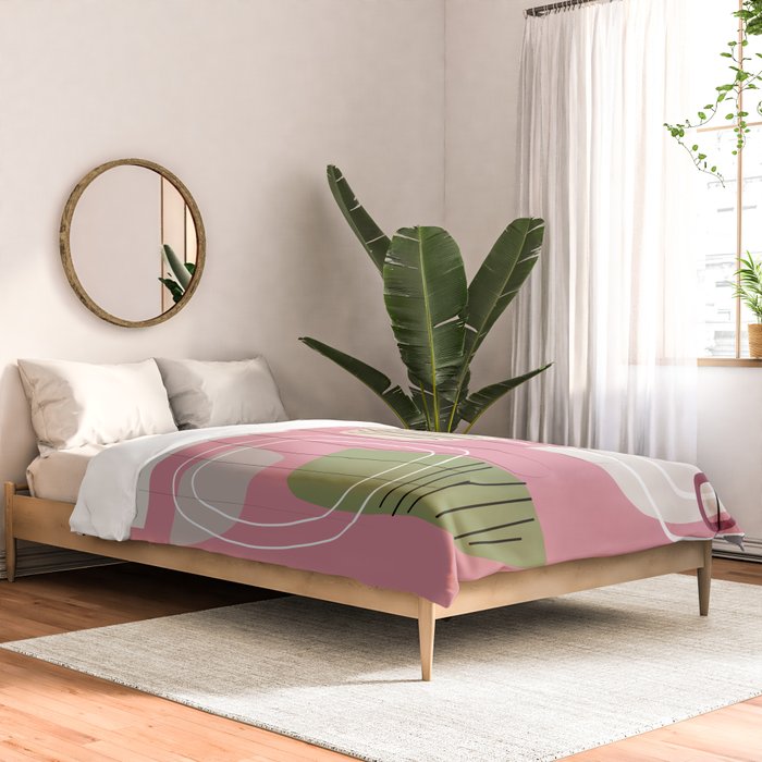 Pink Mid Century Modern Comforter Gallery Image 2