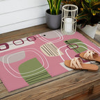 Pink Mid Century Modern Outdoor Rug Gallery Image 2
