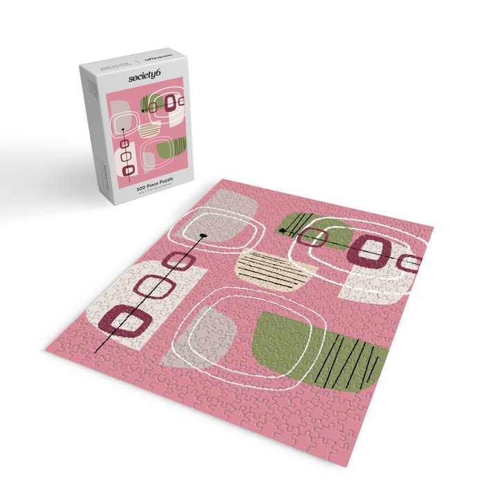 Pink Mid Century Modern Jigsaw Puzzle Gallery Image 2