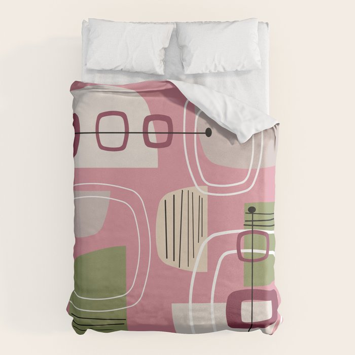 Pink Mid Century Modern Duvet Cover Gallery Image 6