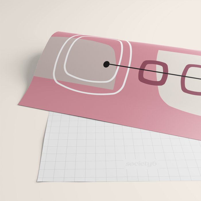 Pink Mid Century Modern Wrapping Paper Gallery Image 2