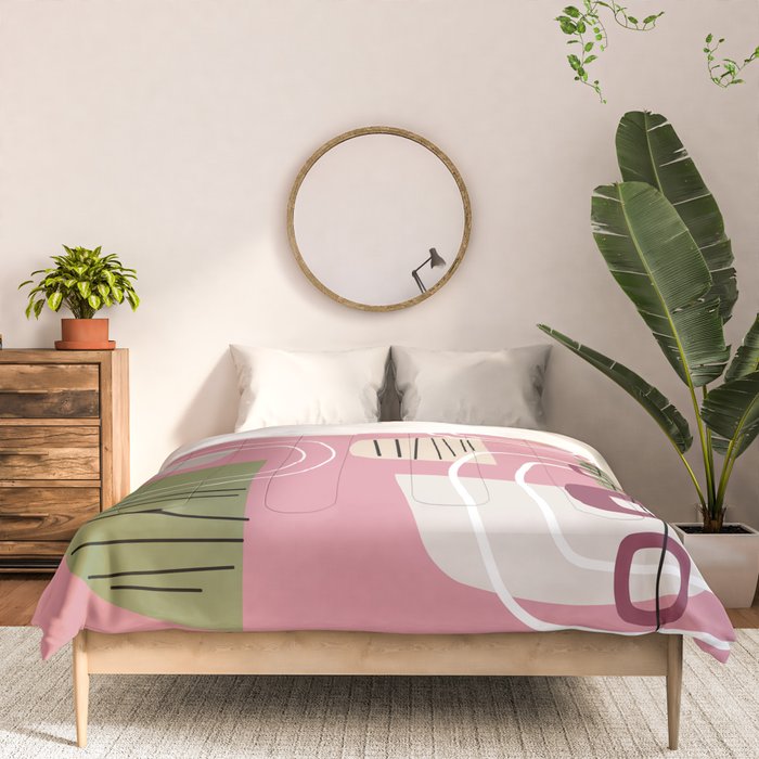 Pink Mid Century Modern Comforter Gallery Image 3