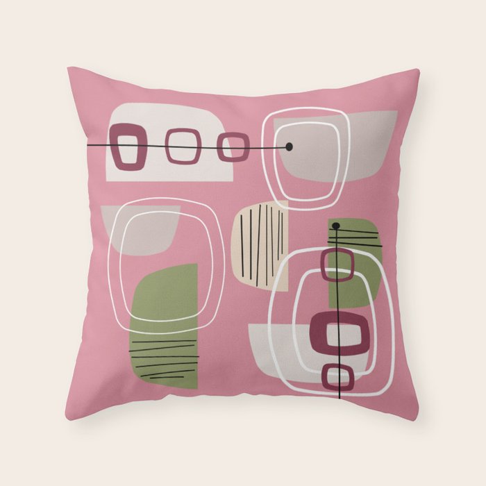 Pink Mid Century Modern Throw Pillow Gallery Image 6