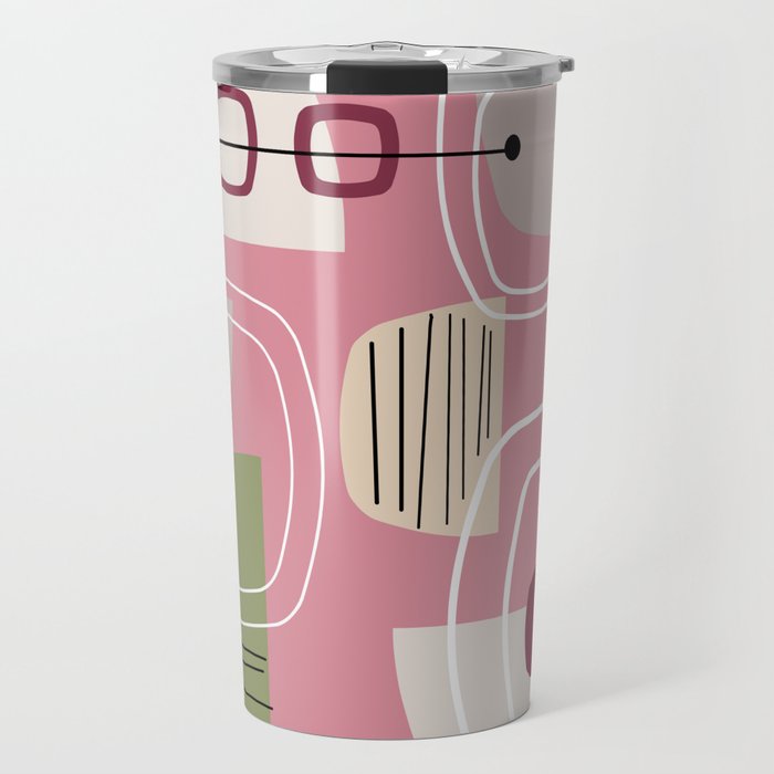 Pink Mid Century Modern Travel Mug Gallery Image 1