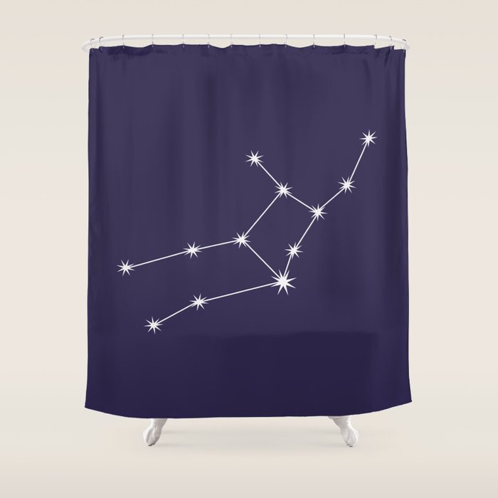 Virgo Zodiac Star Constellation Line Art Dark Purple Shower Curtain Gallery Image 1