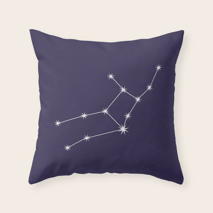 Virgo Zodiac Star Constellation Line Art Dark Purple Throw Pillow Gallery Image 6