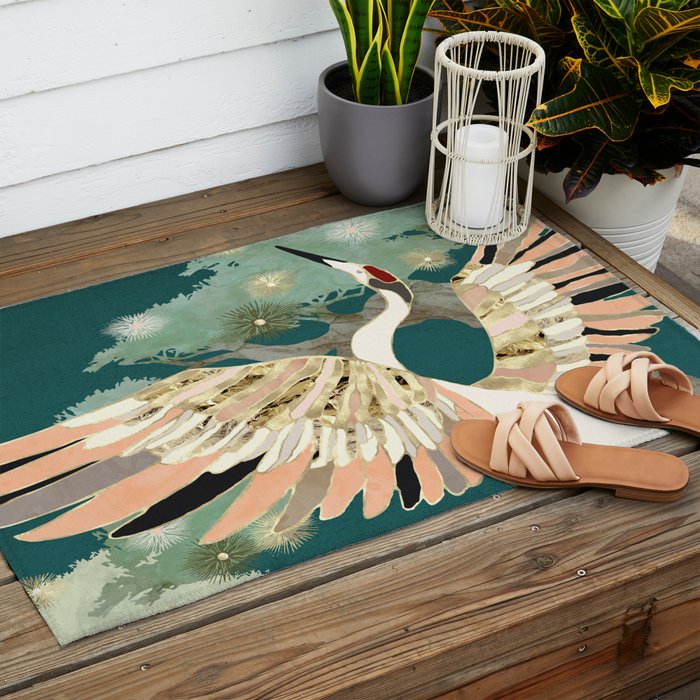 Golden Crane Outdoor Rug Gallery Image 2